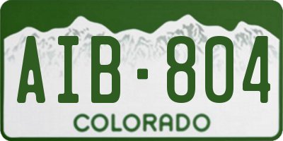 CO license plate AIB804