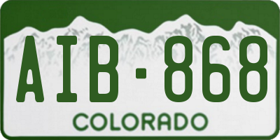 CO license plate AIB868
