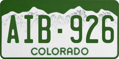 CO license plate AIB926