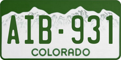 CO license plate AIB931