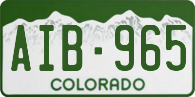 CO license plate AIB965