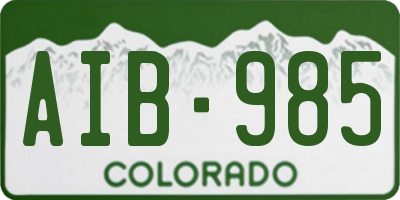 CO license plate AIB985