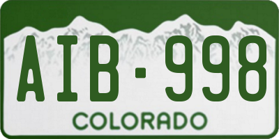 CO license plate AIB998