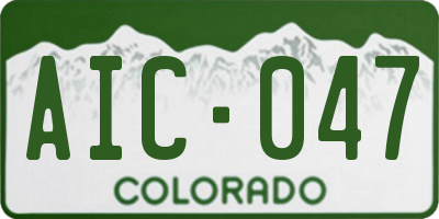 CO license plate AIC047