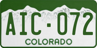 CO license plate AIC072