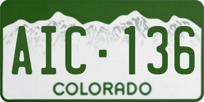 CO license plate AIC136