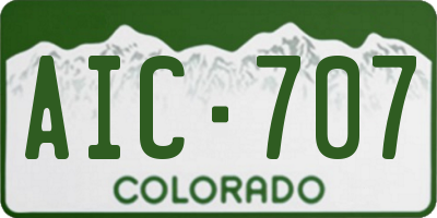 CO license plate AIC707