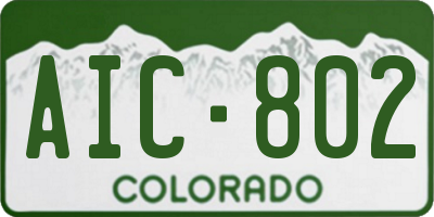 CO license plate AIC802