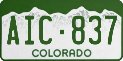 CO license plate AIC837