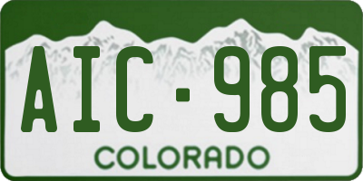 CO license plate AIC985