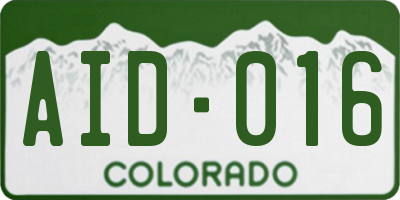 CO license plate AID016