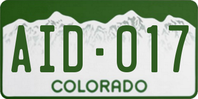 CO license plate AID017