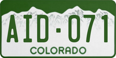 CO license plate AID071