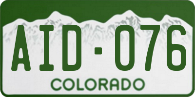 CO license plate AID076