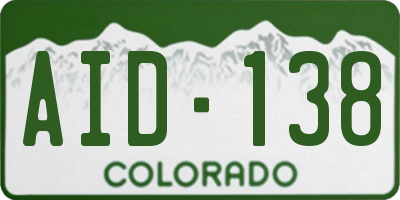 CO license plate AID138