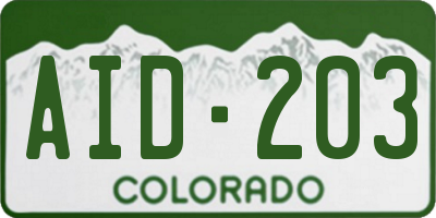 CO license plate AID203