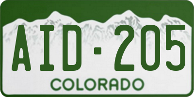 CO license plate AID205