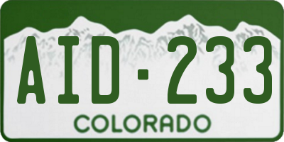 CO license plate AID233