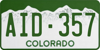 CO license plate AID357