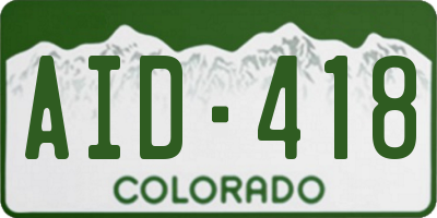 CO license plate AID418