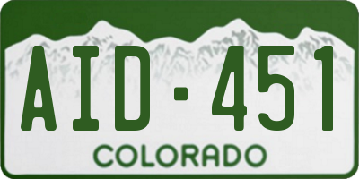 CO license plate AID451