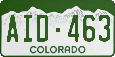 CO license plate AID463