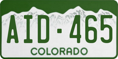 CO license plate AID465