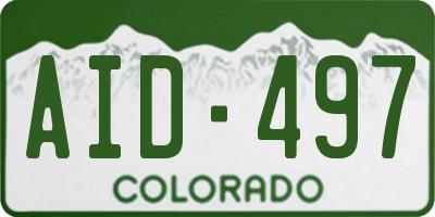CO license plate AID497
