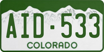 CO license plate AID533
