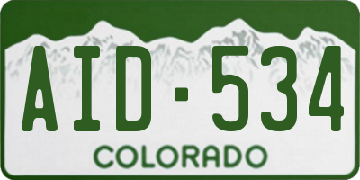CO license plate AID534