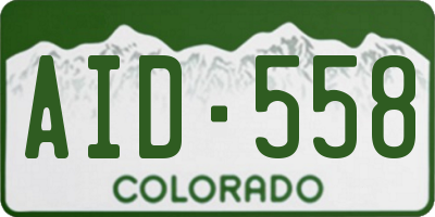 CO license plate AID558