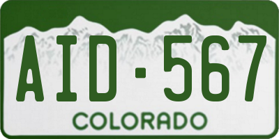 CO license plate AID567