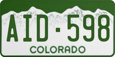 CO license plate AID598