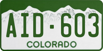 CO license plate AID603