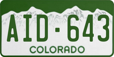 CO license plate AID643