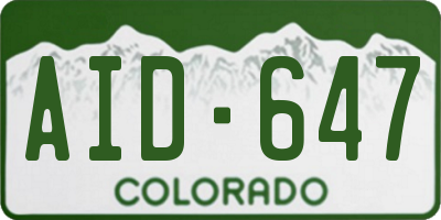 CO license plate AID647