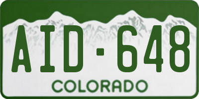 CO license plate AID648