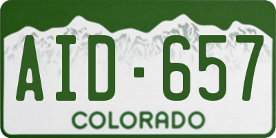 CO license plate AID657