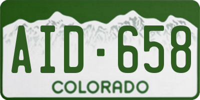 CO license plate AID658
