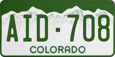 CO license plate AID708