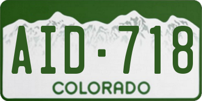 CO license plate AID718