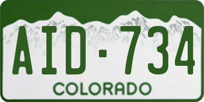 CO license plate AID734
