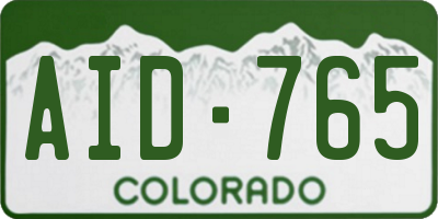 CO license plate AID765