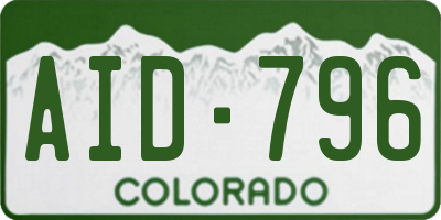 CO license plate AID796