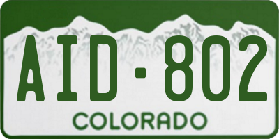 CO license plate AID802