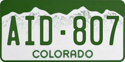 CO license plate AID807