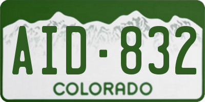 CO license plate AID832