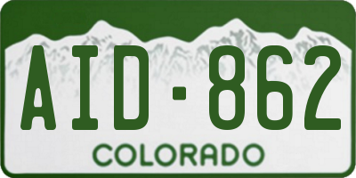 CO license plate AID862