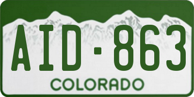 CO license plate AID863