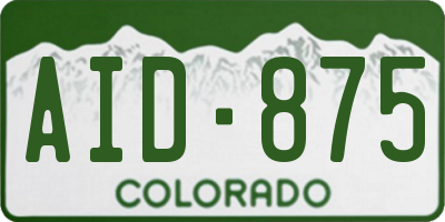 CO license plate AID875